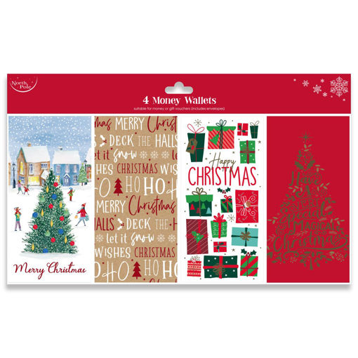 Picture of CHRISTMAS CONTEMPORARY MONEY WALLET 4 PACK